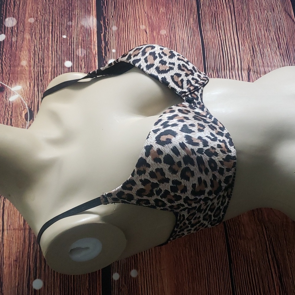Vintage Frederick's of Hollywood leopard satin bra padded 36C 36 C
